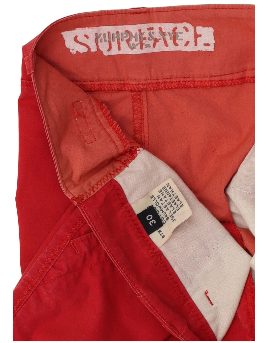 Calça chino feminina MURPHY & NYE W30 L29 algodão vermelho