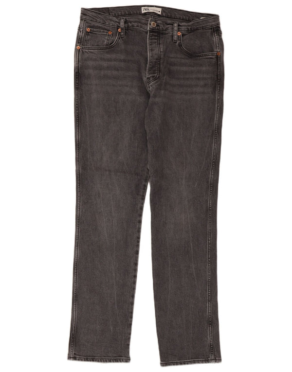 Zara Jeans Slim Feminino EU 44 XL W34 L31 Cinza