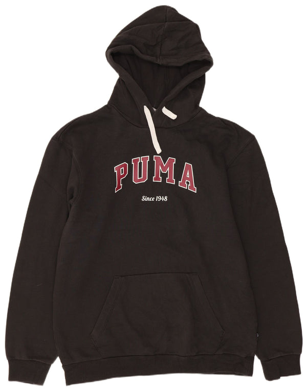 Puma masculino gráfico moletom com capuz médio algodão preto