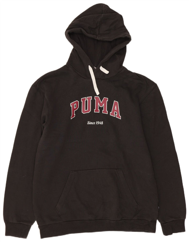 Puma masculino gráfico moletom com capuz médio algodão preto