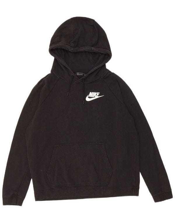 Nike Womens Hoodie Jumper UK 16 Grande Algodão Preto