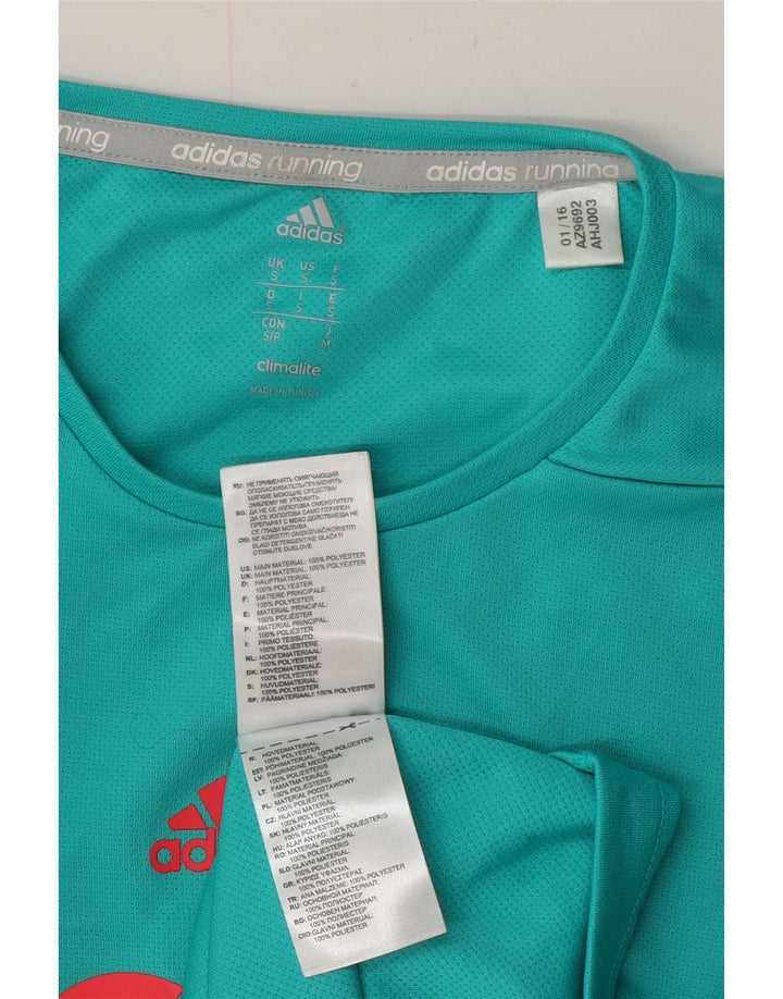 Camiseta Adidas Masculina Climalite Graphic Top Pequena Turquesa Poliéster