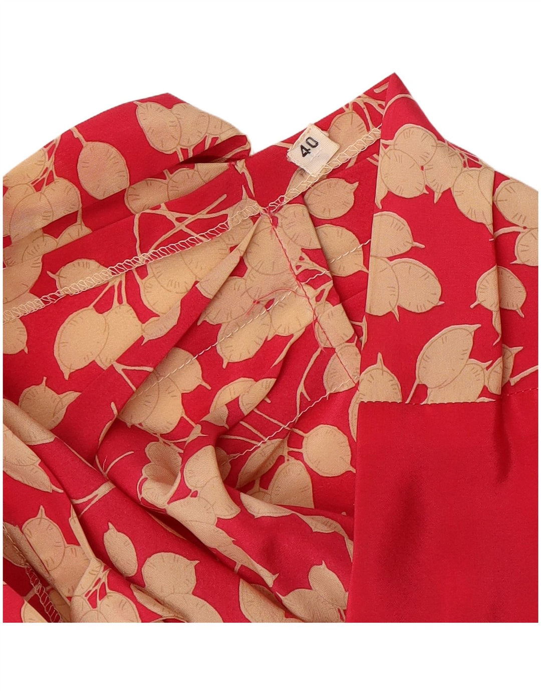 Vestido feminino VINTAGE com bainha frontal EU 40 médio vermelho floral