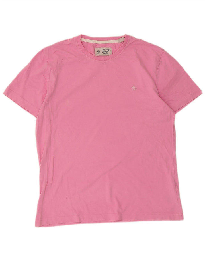 Camiseta masculina Penguin Top grande algodão rosa