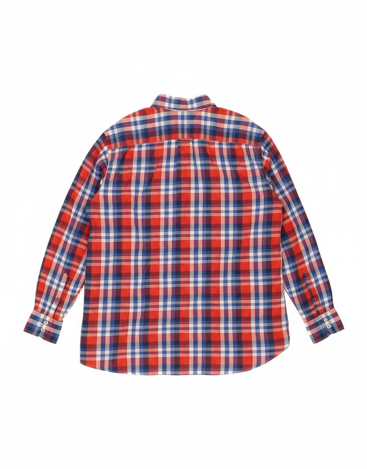 Camisa masculina TOMMY HILFIGER de ajuste regular 2XL algodão xadrez vermelho