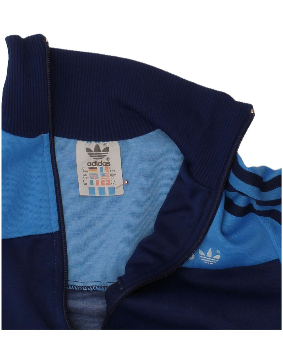 ADIDAS Meninos Tracksuit Top Jacket 9-10 Anos Azul Marinho Colorblock