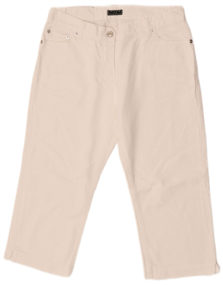 Fred Perry Calça jeans feminina reta de cintura média IT 42 médio W27 L18 branco