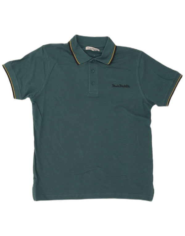 Camisa polo masculina Renato Balestra de algodão listrado verde médio