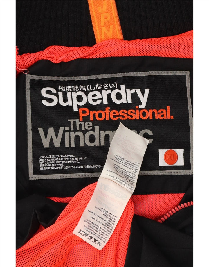 Jaqueta de chuva com capuz Superdry Womens The Windmac UK 18 XL preto poliéster