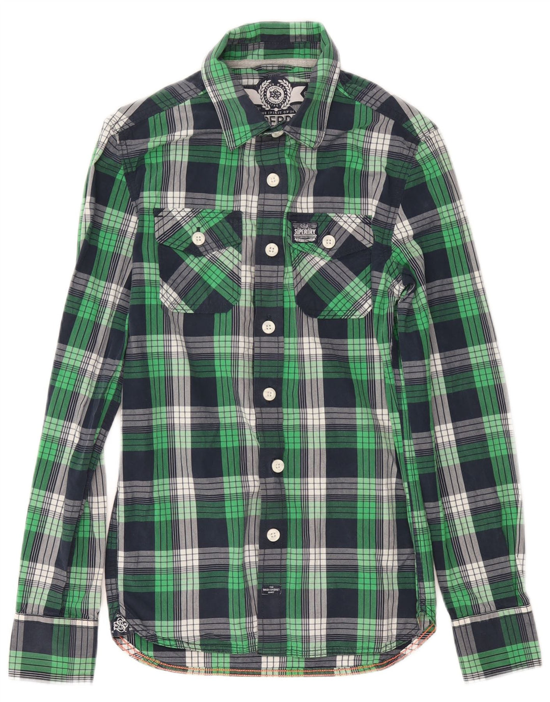 Camisa masculina SUPERDRY XS azul marinho xadrez algodão
