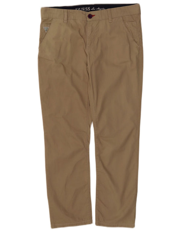 Guess Calça Chino Feminina Reta Reino Unido 16 Grande W32 L26 Algodão Bege