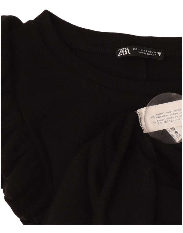 Vestido bainha feminino Zara Reino Unido 10 pequeno algodão preto