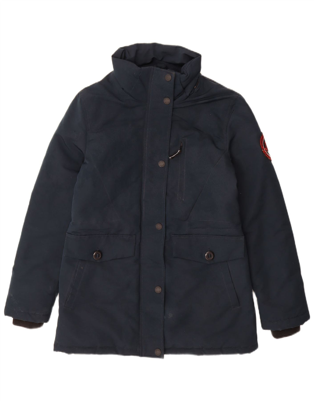 Jaqueta acolchoada com capuz feminina Superdry UK 10 poliéster azul marinho pequeno