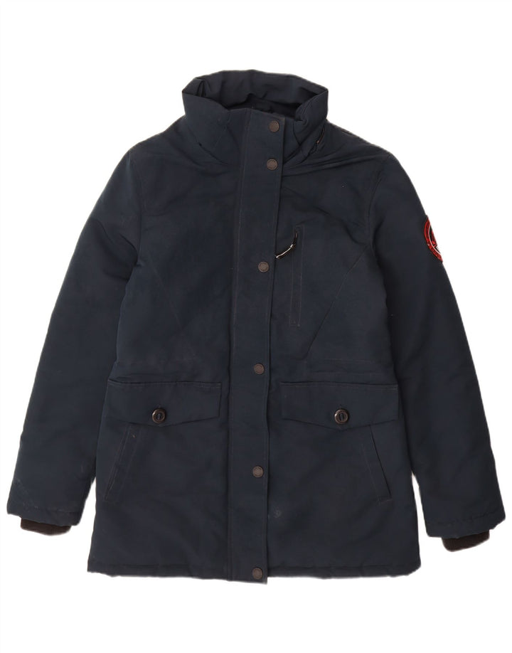Jaqueta acolchoada com capuz feminina Superdry UK 10 poliéster azul marinho pequeno