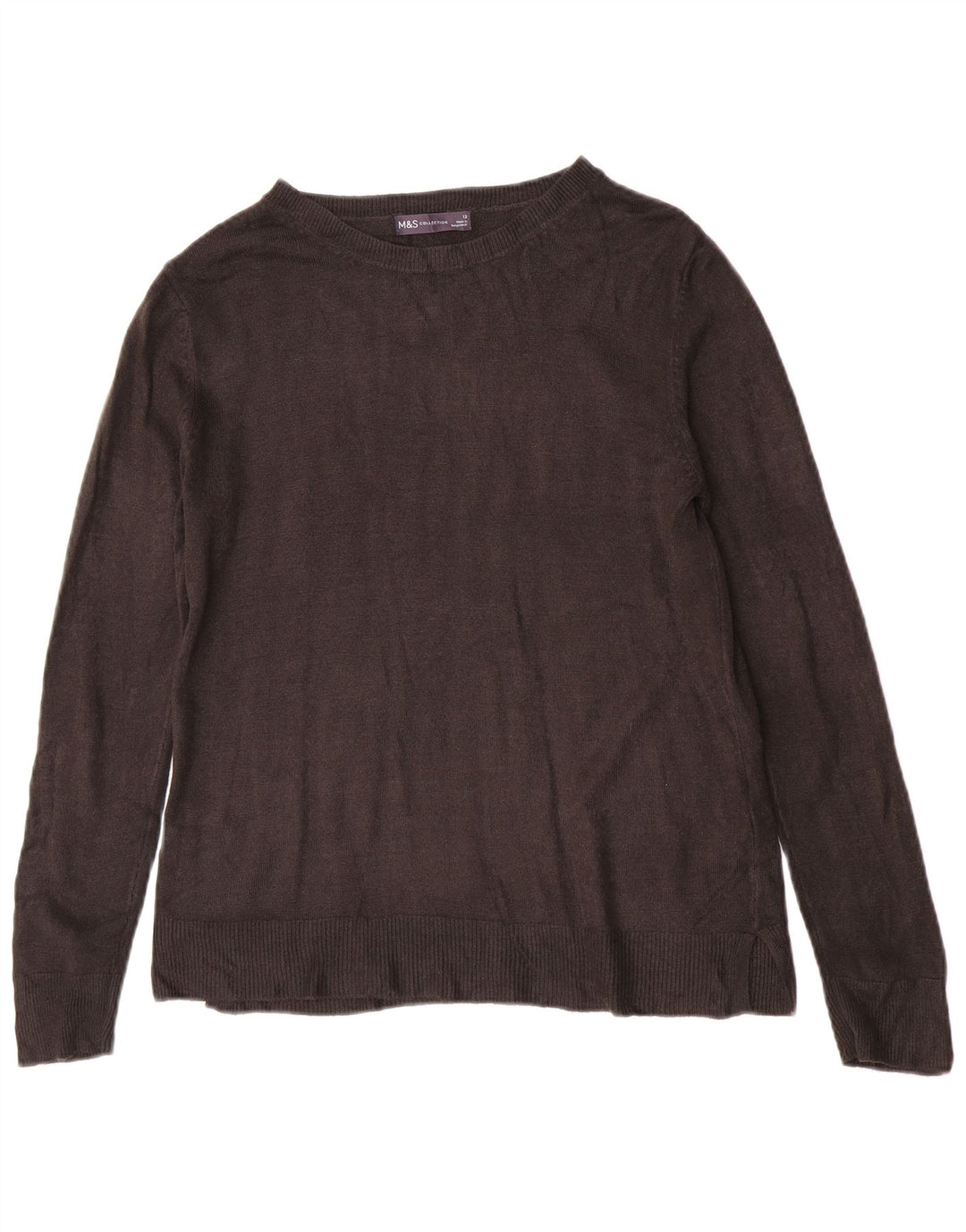 Suéter feminino Marks & Spencer com gola canoa Reino Unido 12 acrílico preto médio