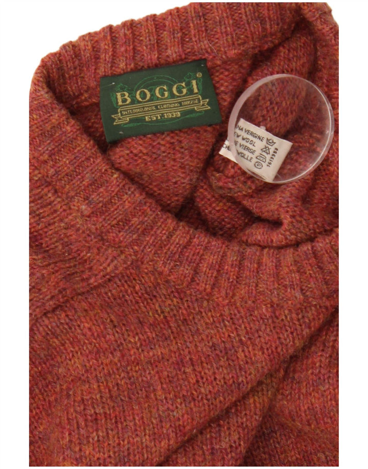 Suéter masculino Boggi com gola redonda de lã marrom médio