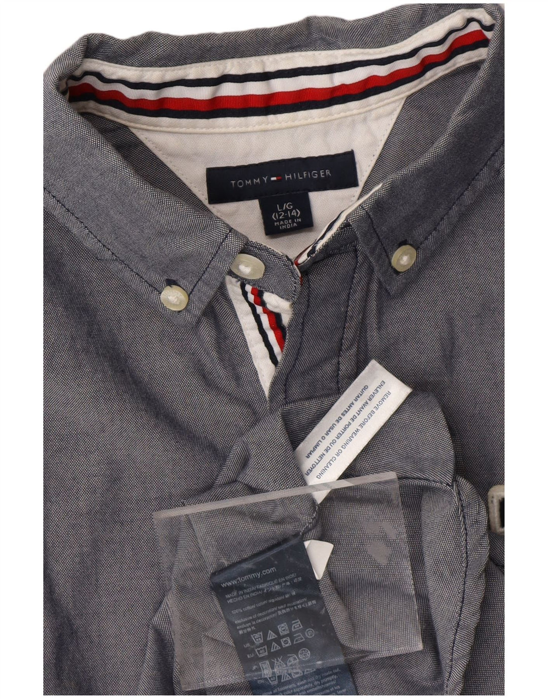 Camisa gráfica masculina TOMMY HILFIGER 12-13 anos grande bloco cinza