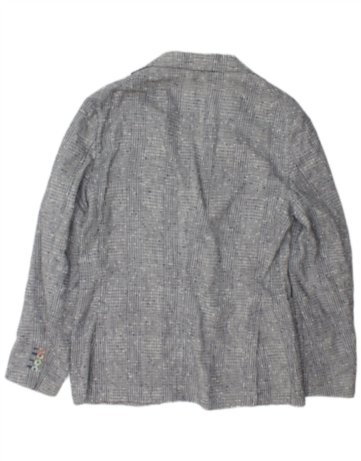 Jaqueta blazer masculina Tellini com 2 botões IT 50 grande linho xadrez cinza