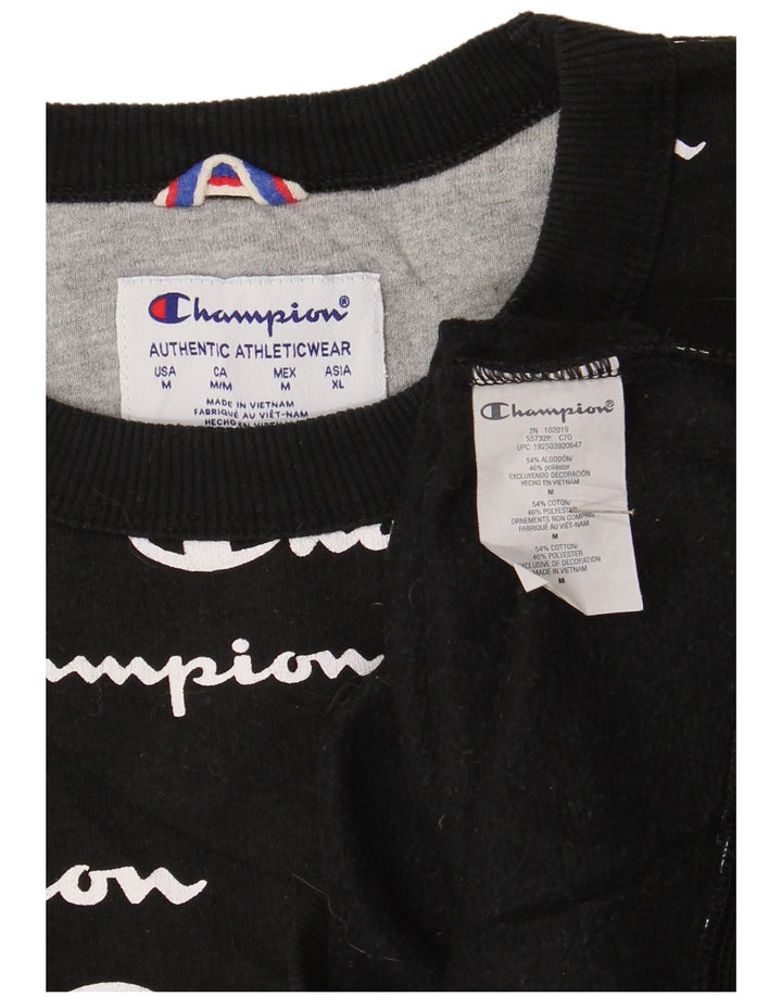 Champion masculino gráfico moletom jumper médio algodão preto