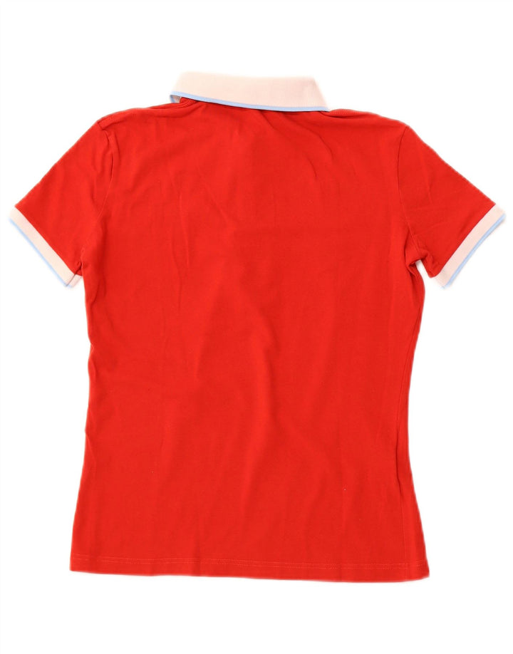 Camisa polo feminina de rugby FRED PERRY Reino Unido 12 algodão vermelho médio