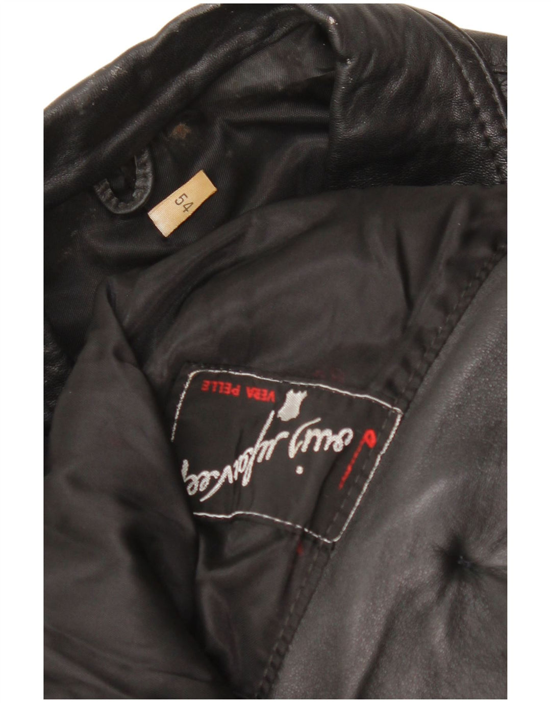 Casaco de couro masculino vintage UK 38 couro preto médio