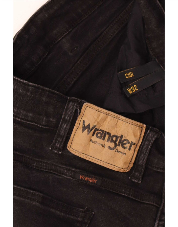 Wrangler Shorts jeans feminino desgastado W32 grande preto
