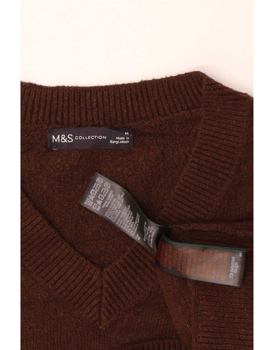 Suéter feminino Marks & Spencer grande com decote em V Reino Unido 14 médio marrom