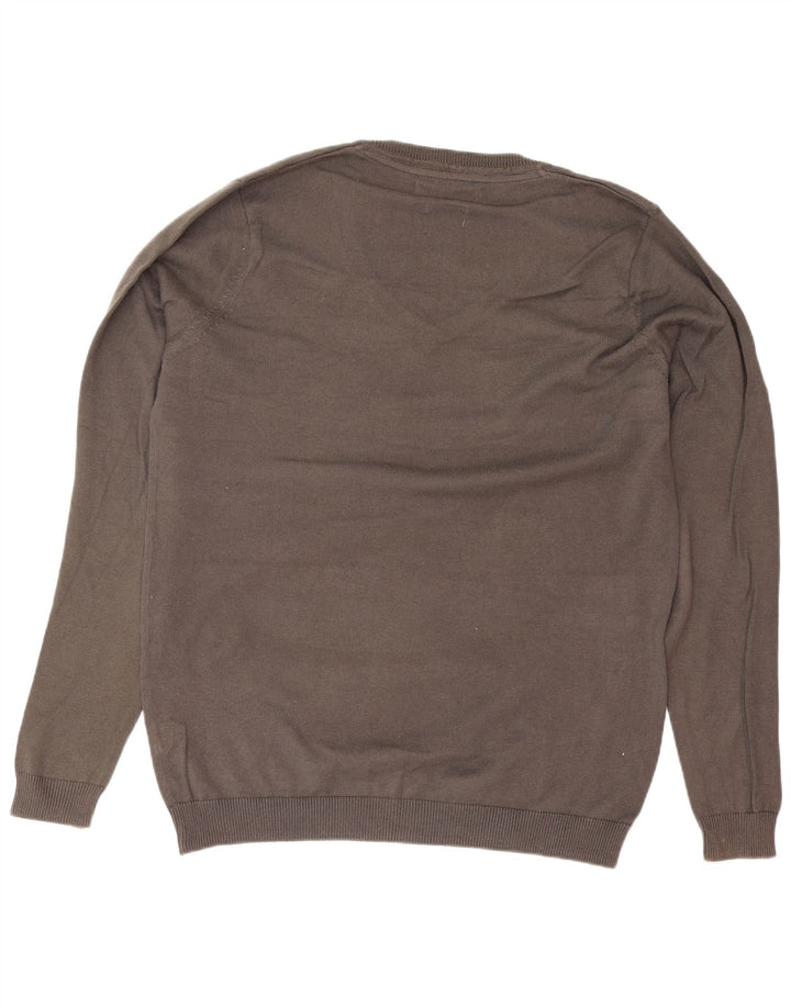 Suéter masculino Zara com decote em V grande algodão cinza