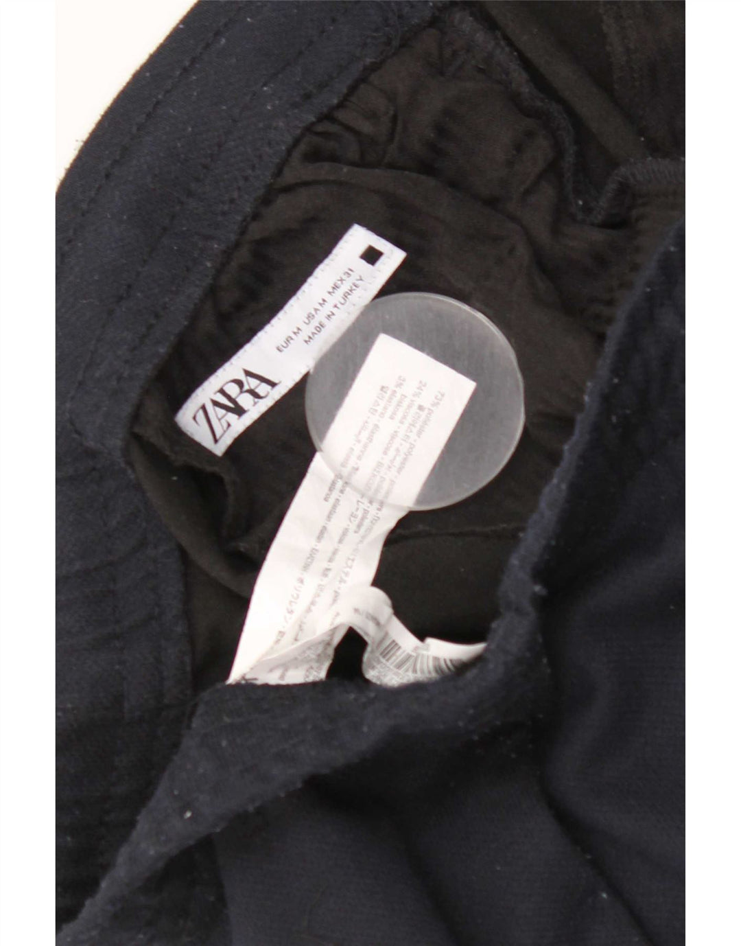Zara Mens Slim Chino Calças Médio W31 L27 Azul Marinho Poliéster
