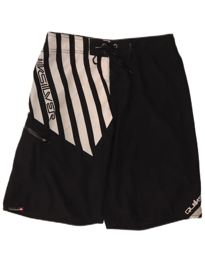 Quiksilver Shorts de natação masculino gráfico médio preto colorblock poliéster