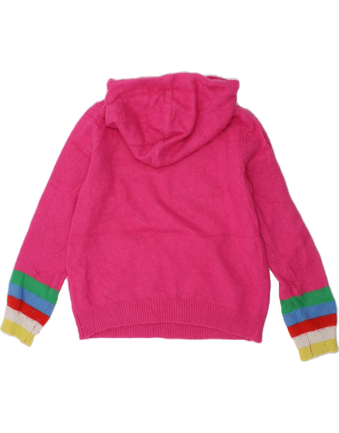 BODEN Girls Hooded Jumper 7-8 Years Pink Colourblock Viscose Vintage Boden and Second-Hand Boden from Messina Hembry 