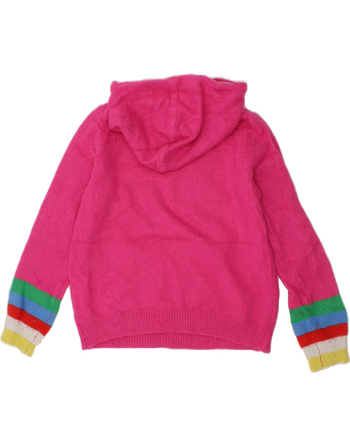 BODEN Girls Hooded Jumper 7-8 Years Pink Colourblock Viscose Vintage Boden and Second-Hand Boden from Messina Hembry 