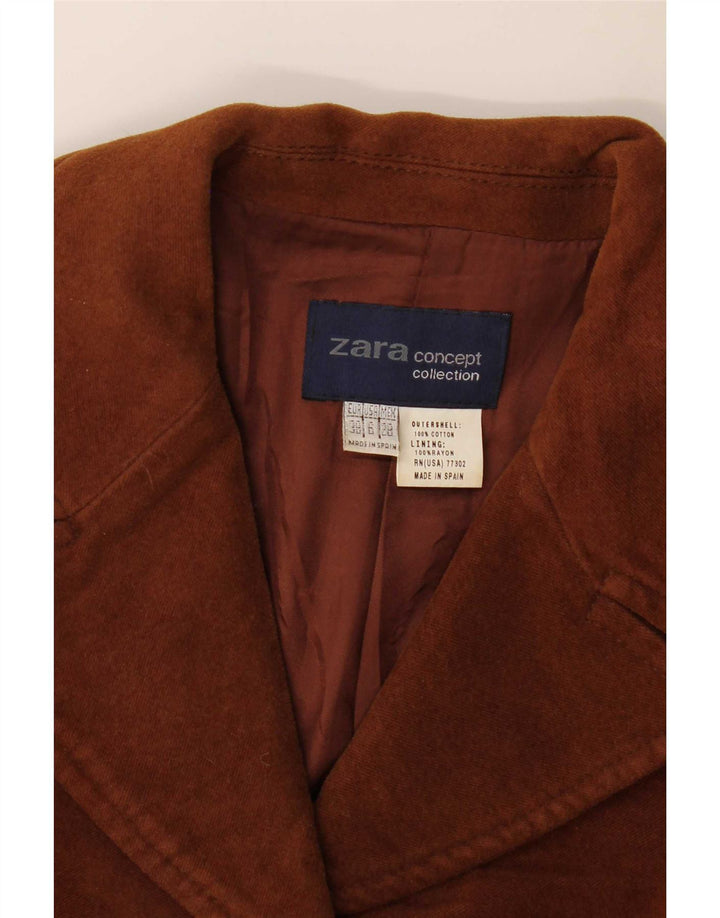 Jaqueta blazer feminina Zara com 3 botões UE 38 pequeno algodão marrom