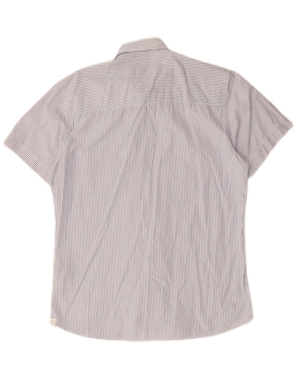 Camisa masculina estampada de manga curta North Sails algodão risca de giz azul médio