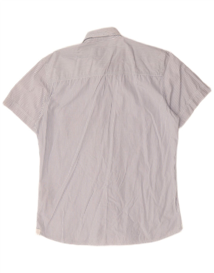 Camisa masculina estampada de manga curta North Sails algodão risca de giz azul médio