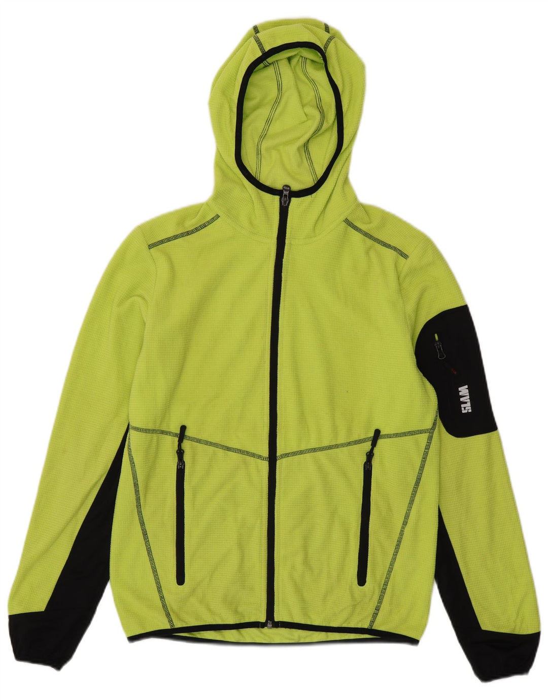 Suéter SLAM masculino com capuz e zíper, pequeno, verde, colorblock, poliéster