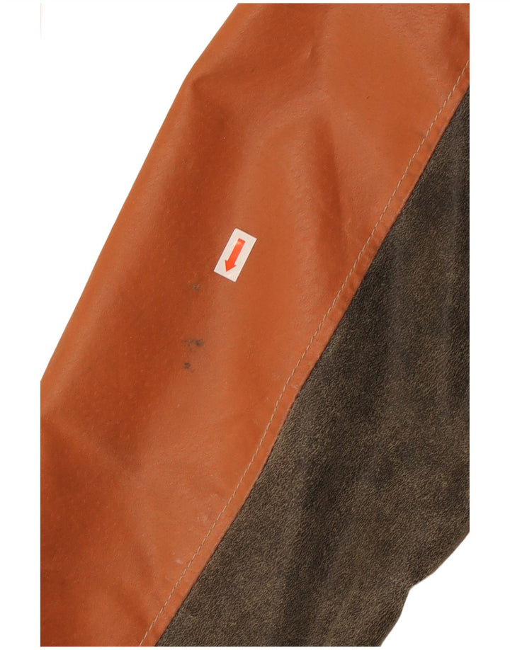 Jaqueta masculina de couro Tom Tailor Reino Unido 36 couro colorblock marrom pequeno
