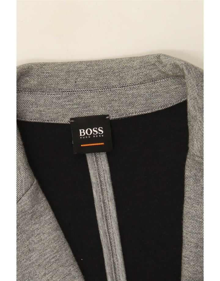 Jaqueta blazer masculina Hugo Boss com 2 botões Reino Unido 40 grande algodão cinza