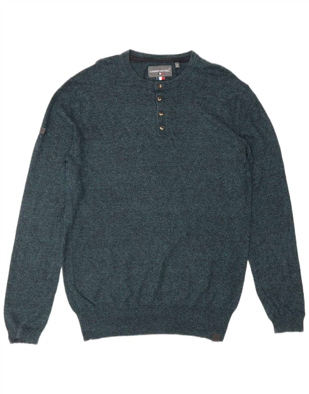 Suéter masculino SUPERDRY com gola redonda e algodão manchado azul pequeno