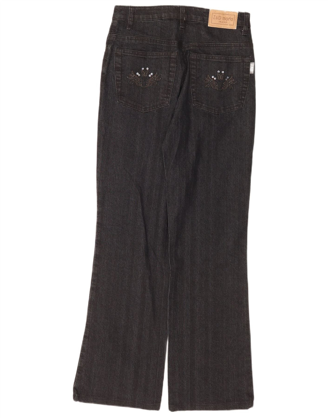 Jeans vintage feminino bootcut IT 42 médio W28 L30 cinza floral algodão
