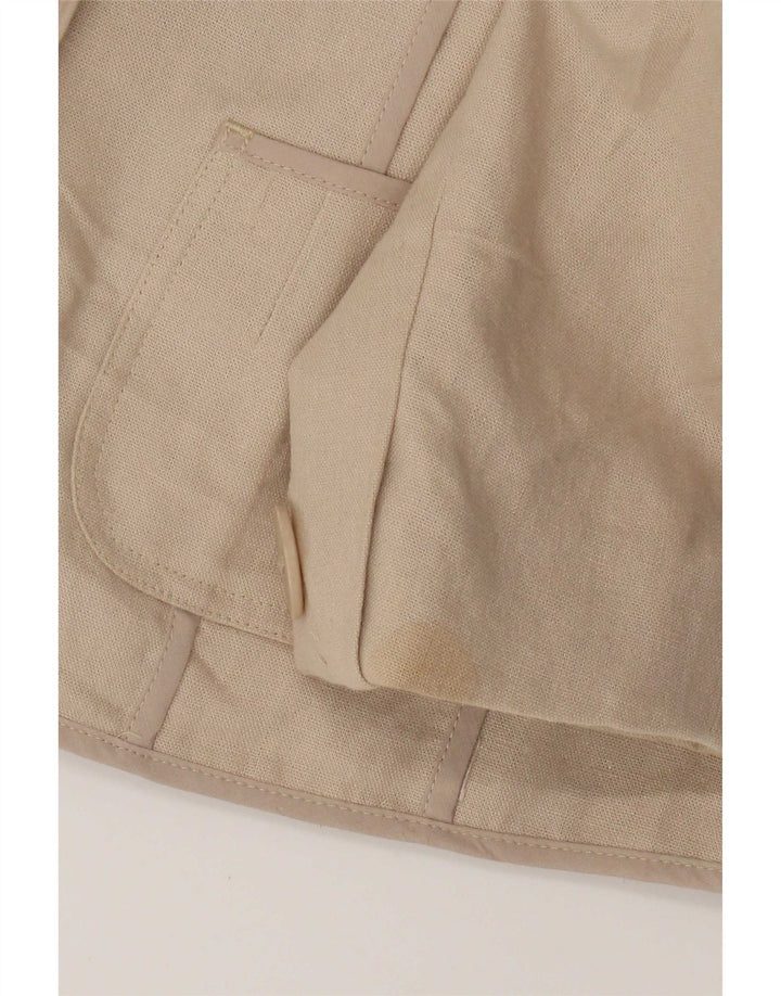 Jaqueta blazer feminina de 2 botões Marks & Spencer Reino Unido 12 linho bege médio