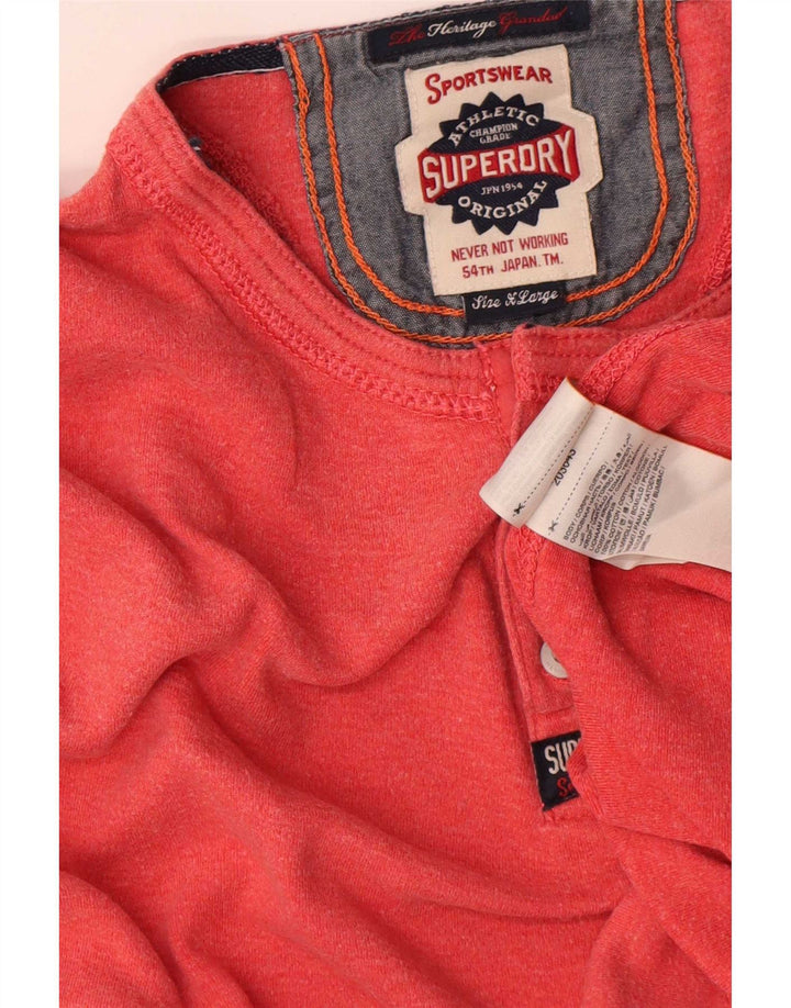 Superdry Mens Top Manga Longa XL Algodão Vermelho
