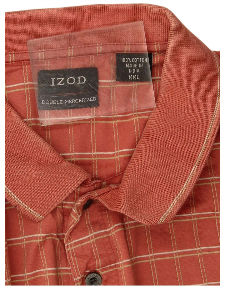 Camisa polo masculina Izod 2XL algodão xadrez laranja