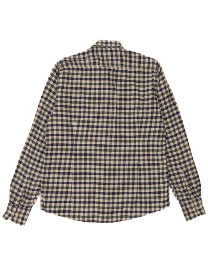 Camisa masculina Barbour de flanela sob medida, algodão guingão azul médio