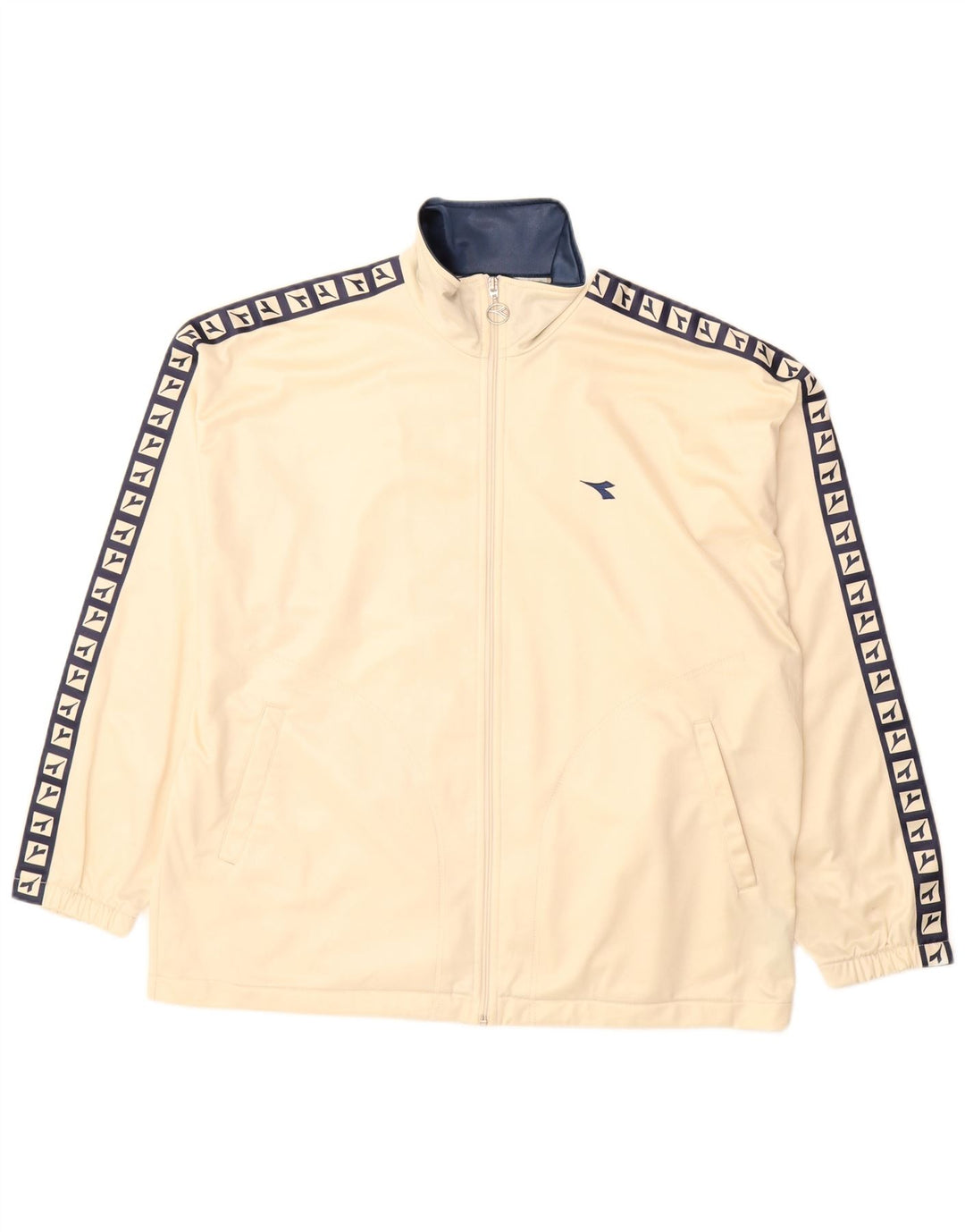 Diadora Womens Oversized Graphic Tracksuit Top Jacket UK 14 Grande Bege