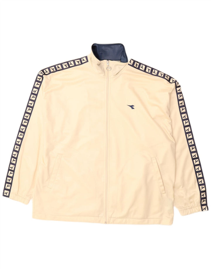Diadora Womens Oversized Graphic Tracksuit Top Jacket UK 14 Grande Bege