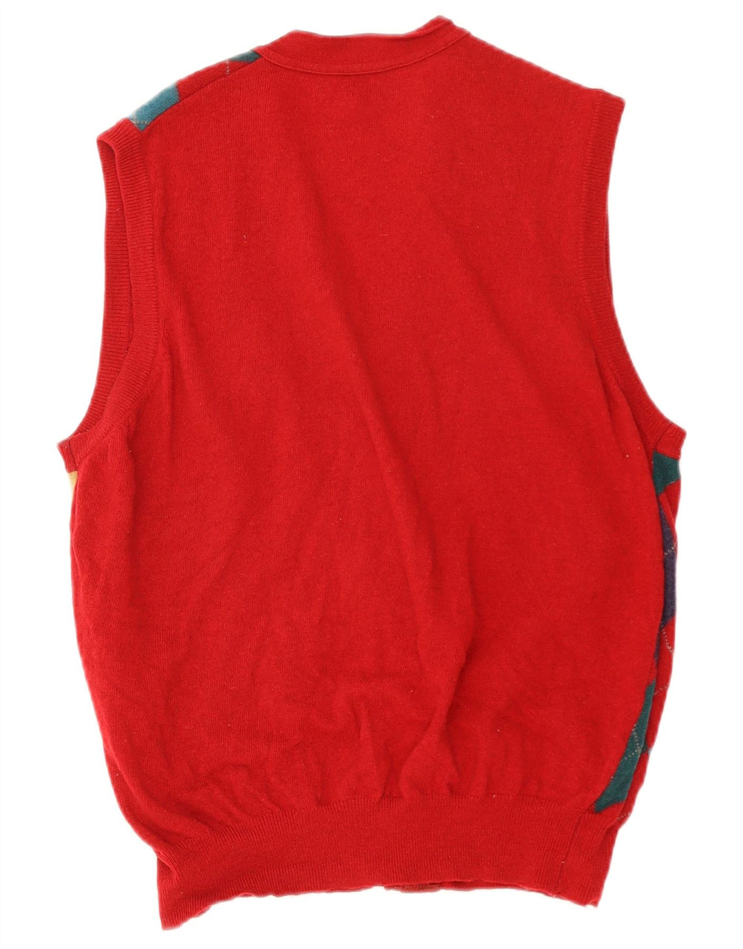 Suéter cardigã masculino sem mangas Burlington IT 50 grande vermelho Argyle/Diamante