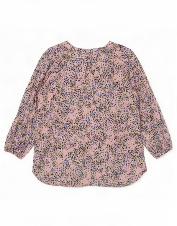 Blusa feminina NRBY com ajuste solto manga 3/4 Reino Unido 14 médio rosa manchado