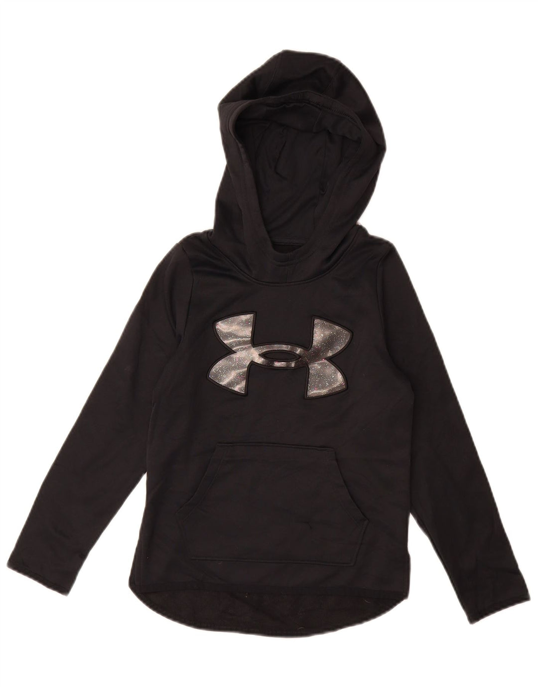 Suéter com capuz gráfico UNDER ARMOUR para meninas de 7 a 8 anos, pequeno, preto, poliéster