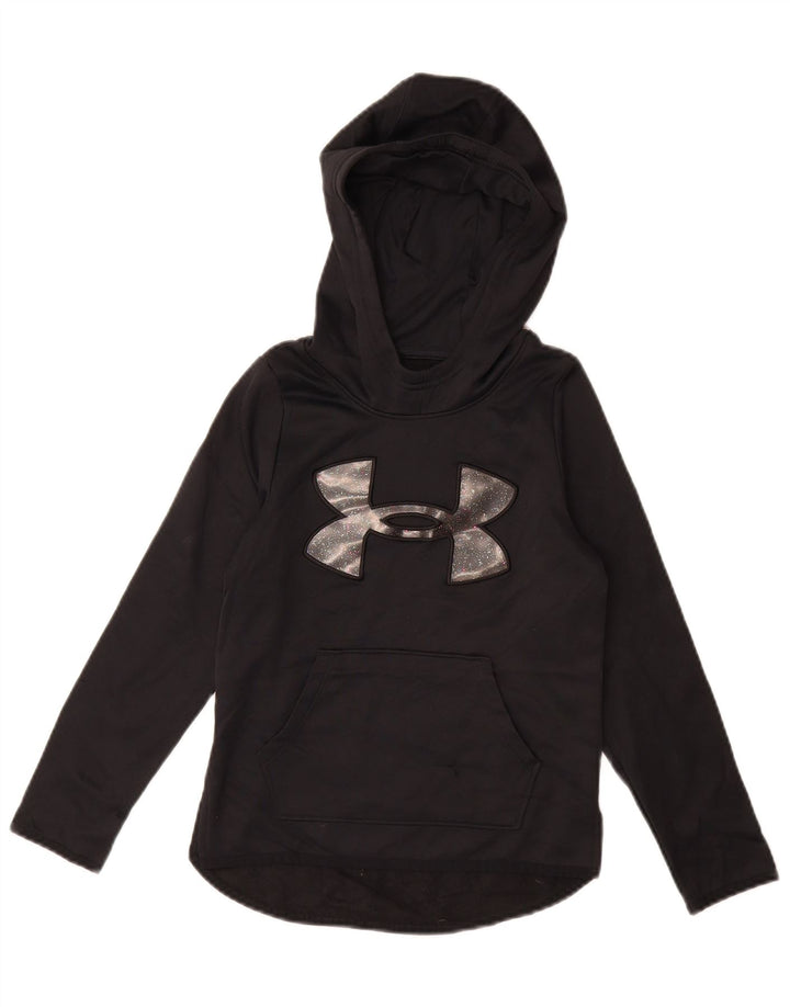 Suéter com capuz gráfico UNDER ARMOUR para meninas de 7 a 8 anos, pequeno, preto, poliéster